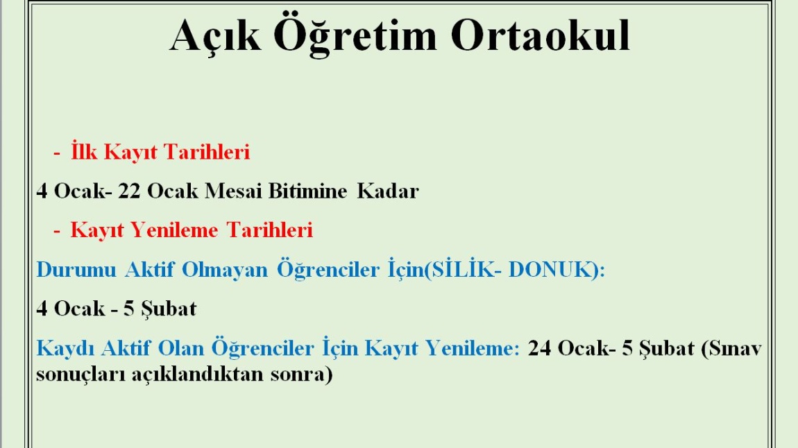 Açık Öğretim Ortaokulu İle İlgili Önemli Duyuru